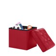 thumbnail image 3 of Foldable Furniture Box Storage Tufted Leather Ottoman Foot Rest (Small, Burgundy), 3 of 4