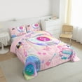 thumbnail image 3 of Manfei Girly Pink Cartoon Bedding Comforter Set, Modern Rock Music Twin Comforter Sets, Kawaii Princess Style Reversible Bedding Set, Super Cozy Room Decor, 2pcs, 3 of 8