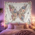 thumbnail image 2 of Colorful Floral Butterfly Tapestry Wall Hanging, 2 of 7
