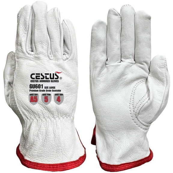 Cestus GU601, Cut A5 Goatskin Leather Work Gloves, Large