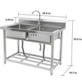 thumbnail image 2 of Tzou 42x25 Inch Stainless Steel Utility Sink w/Faucet, Storage Shelf & Adjustable Legs for Kitchen, Laundry Room, 2 of 6