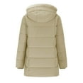 thumbnail image 5 of Women's Mid-Length Hooded Cotton Jacket, Fleece Lined Thickened Winter Coat with Full Zip, Warm Quilted Outerwear, Knee-Length Puffer Style Parka for Women, Comfortable Casual Long Coat Beige L, 5 of 7
