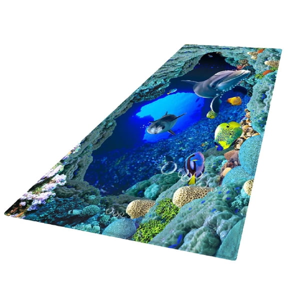 Alfombra de área, tapete antideslizante para puerta, alfombra navideña para el hogar, pasillo, dormitorio, antideslizante Azul oscuro