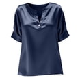 thumbnail image 5 of T Shirts for Women 2026 Summer Short Sleeve V Neck Satin Loose Dressy Casual Office Work Tshirt Blouse, 5 of 5