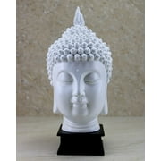 eSplanade Buddha Head Face Showpiece | Buddha Bust Idol Statue Sculpture | Tibetan Buddhist Statue | Home Decor | Resin - 10.5" Inches - White