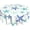 Teal Starfish, variant on Wild Flower Tablecloth Round 60 Inch Floral Tablecloth Waterproof Polyester Washable Table Cover Spring Summer Tablecloth for Kitchen Dining Room Indoor Outdoor Picnic Patio Party Decor