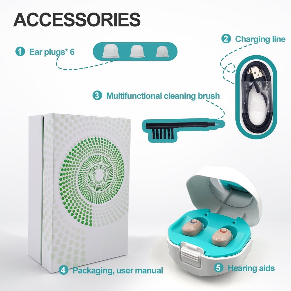 SUWU Hearing Aids for Seniors, Rechargeable Personal Sound Amplifiers for Severe Hearing Loss, Hearing Amplifiers for Adults with Noise Cancelling, Magnetic Charging Case