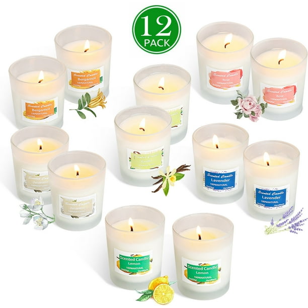 12 velas aromáticas de cera de soja, vela aromática, ambientador, velas candelita, juego de regalo familiar de cristal de cera de soja