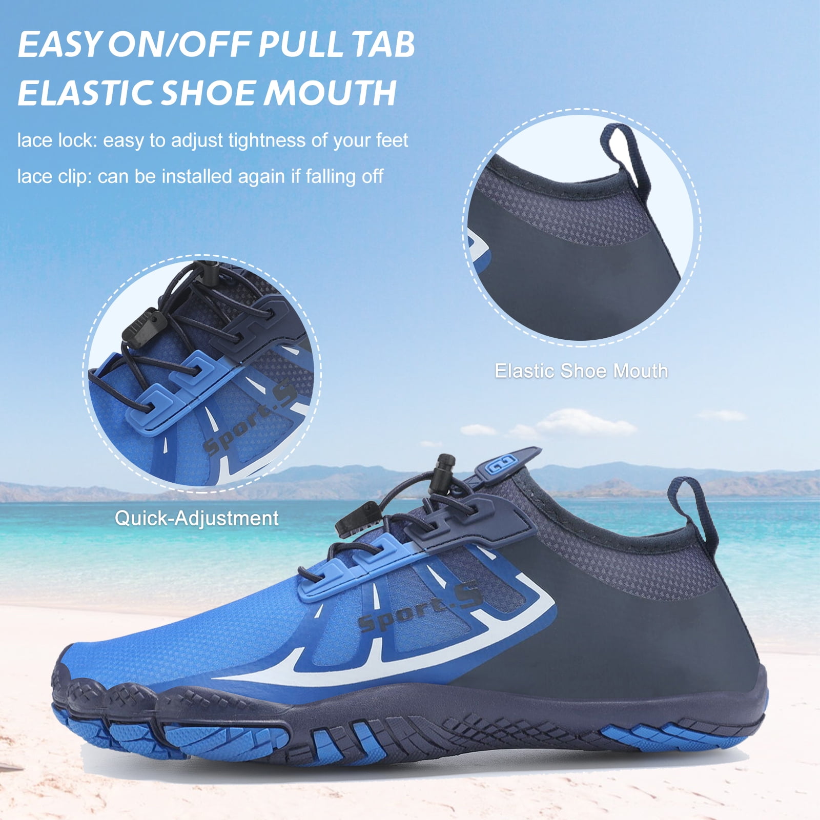 OUSIMEN Water Shoes Womens Mens Quick-Dry Non-Slip Soft Barefoot Swimming Shoes Aqua Sports Outdoor Beach Surfing Diving Hiking Yoga Shoes