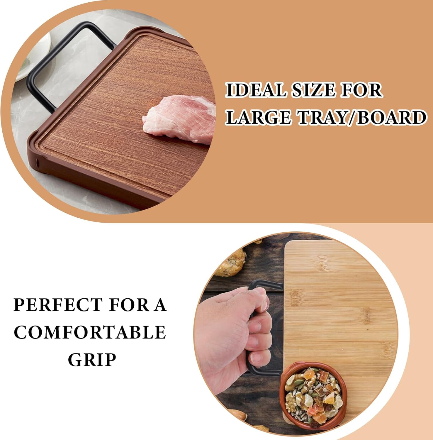 RGHJAR-6 Pcs Metal Charcuterie Board Handles, Black Matte, 4 Inch Pull Handles, Side Fixing, For Trays, Stove Cover, Noodle Board, Cutting Board