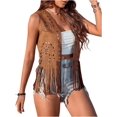 thumbnail image 3 of Women Fashion Solid Fringe Vest Vintage Vest Sleeveless Jacket Top 1950s Cardigan Woman Long Sweater Cardigan Cardigan Sweater with Buttons Holiday Cardigans for Women Tan Open Sweater Light Cardigan, 3 of 3