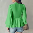 thumbnail image 5 of Ltctricy Peplum Tops for Women Ruffle Long Sleeve Deep V Neck Lace Trim Tie Front Babydoll Shirts High Low Hem Tunic Blouses(Green,XX-Large), 5 of 7
