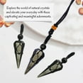 thumbnail image 3 of Gold Sheen Obsidian Crystal Stone Holder Necklace Pendulum, Unique Women Men Necklace (Black Macrame), 3 of 5