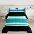 thumbnail image 2 of jejeloiu Modern Abstract Geometric Bedding Comforter Set,Retro Stripe Print Twin Comforter Sets,Cyan Black Bedding Set For Men Women,Ultra Soft Home Decor Reversible,2pcs, 2 of 8