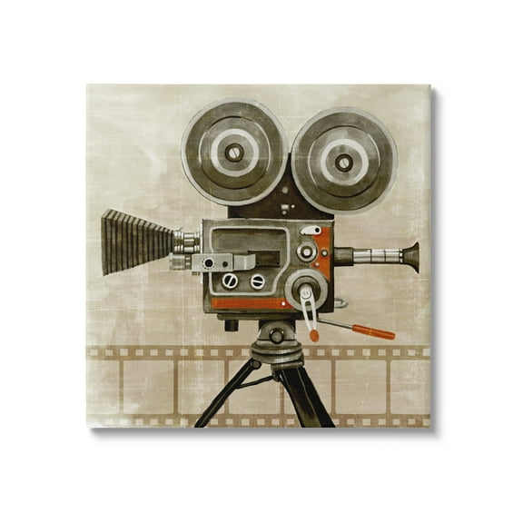 Stupell Industries Vintage Movie Video Camera Novelty Painting Gallery Wrapped Canvas Print Wall Art