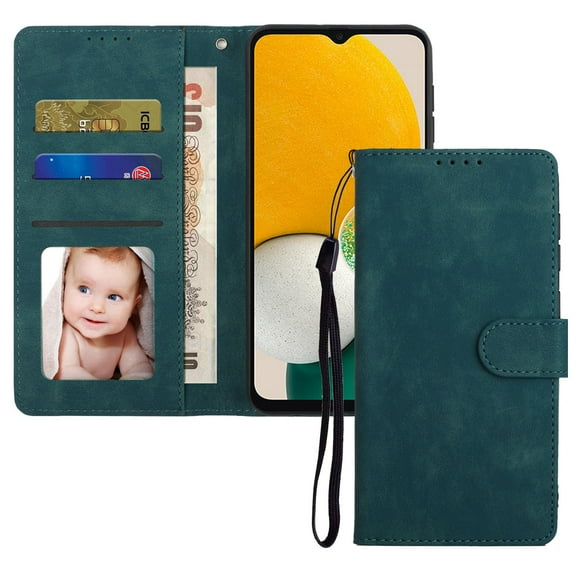 Samsung A13 Wallet Case 4G, RFID Blocking Card Holder Slot, Premium Faux Leather Shockproof Magnetic Closure TPU Case Flip Cover with Kickstand For Samsung Galaxy A13 4G,Blue