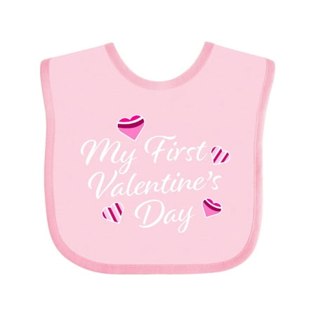 

Inktastic My First Valentine s Day with Colorful Hearts Gift Baby Girl Bib