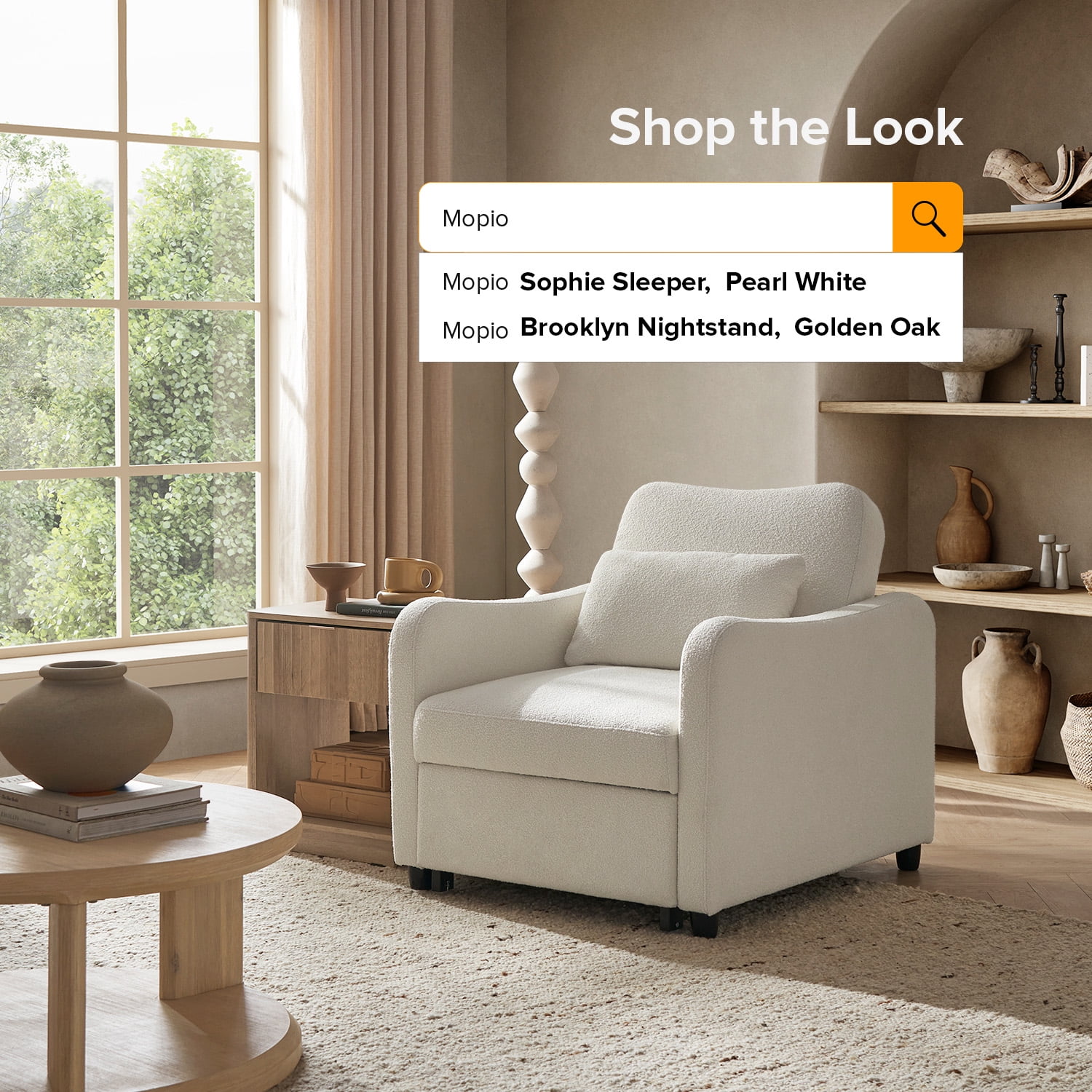 Mopio Sophie 4-in-1 Sofa Sleep Chair, Convertible Sleeper Bed with