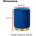 thumbnail image 6 of BirdRock Home Round Velvet Ottoman Foot Stool with Lattice - Blue, 6 of 10