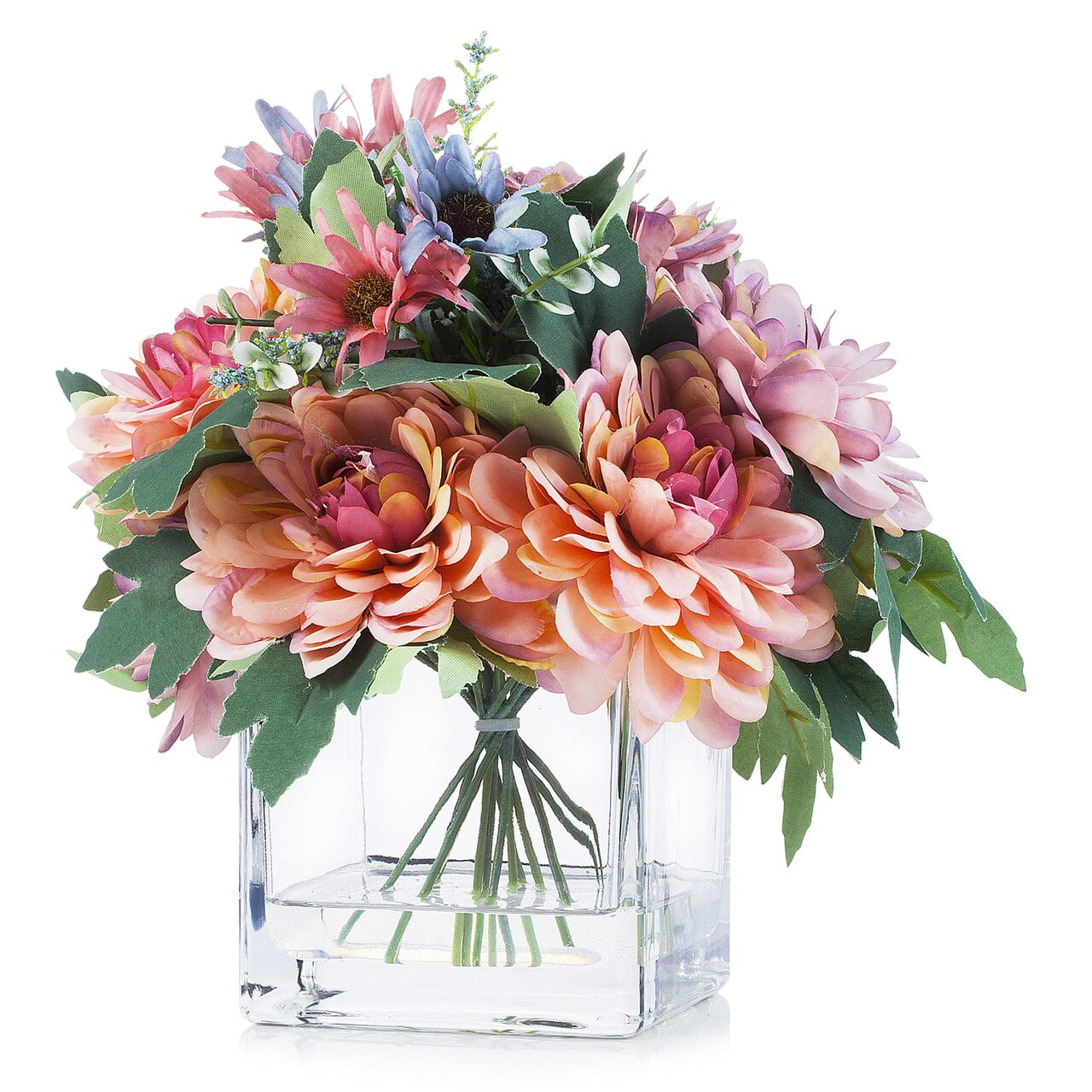 Enova Home Artificial Daisy and Mixed Flowers Arrangement in Clear