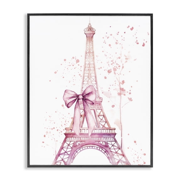 Bow Bedecked Paris Tower Black Framed Giclee Art, design by Kim Allen