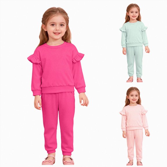 CAUYDY Baby Fall Winter Autumn Outfit Sets Toddler Long Sleeved Shirt Elastic Pants 2Pcs Child Pretty Clothes 18 24 Months 3T 4T 5T 6T 7T Sizes 1-2 Years,Mint Green