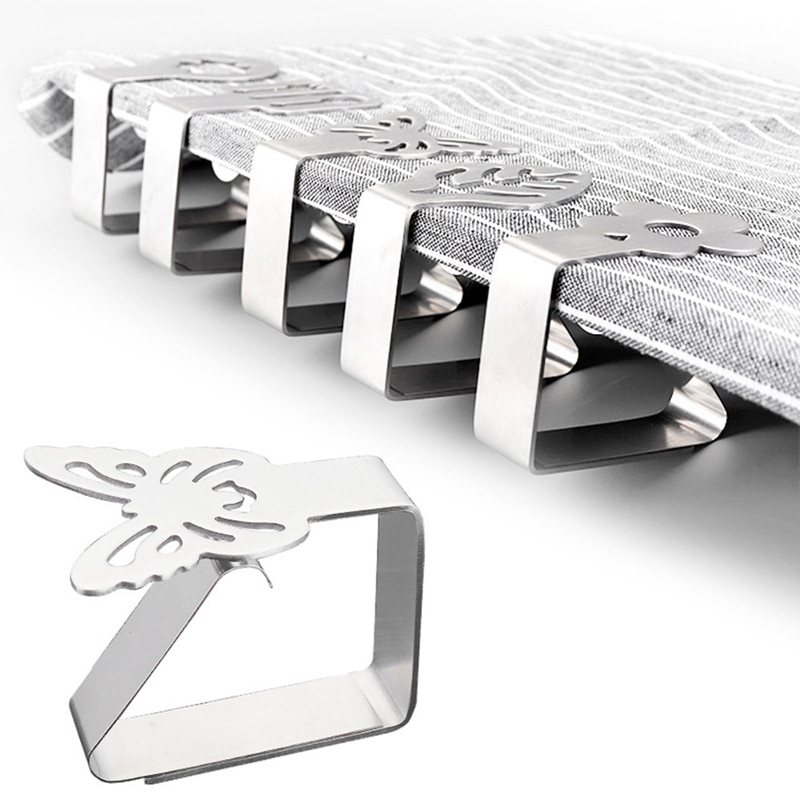 Stainless Steel Tablecloth Clips Leaf Shape Adjustable Cloth Clip