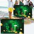 thumbnail image 3 of LSLJS St. Patrick's Day Banner Backdrop Decorations,35"x59" Fabric Green Leaves Trefoil Pattern Photo Background Irish Festival Flags Luck Green Yard Sign Spring Banners for Outdoor Party, 3 of 5