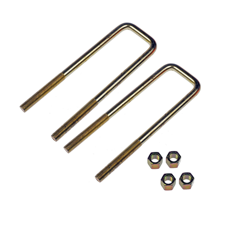 KarParts360 Threaded U-Bolts | Steel Material | Yellow Zinc Finish | Square U-Bolt | Hex Head Drive | Fine Thread | 1/2 Inches Thread Diameter | 2 pieces