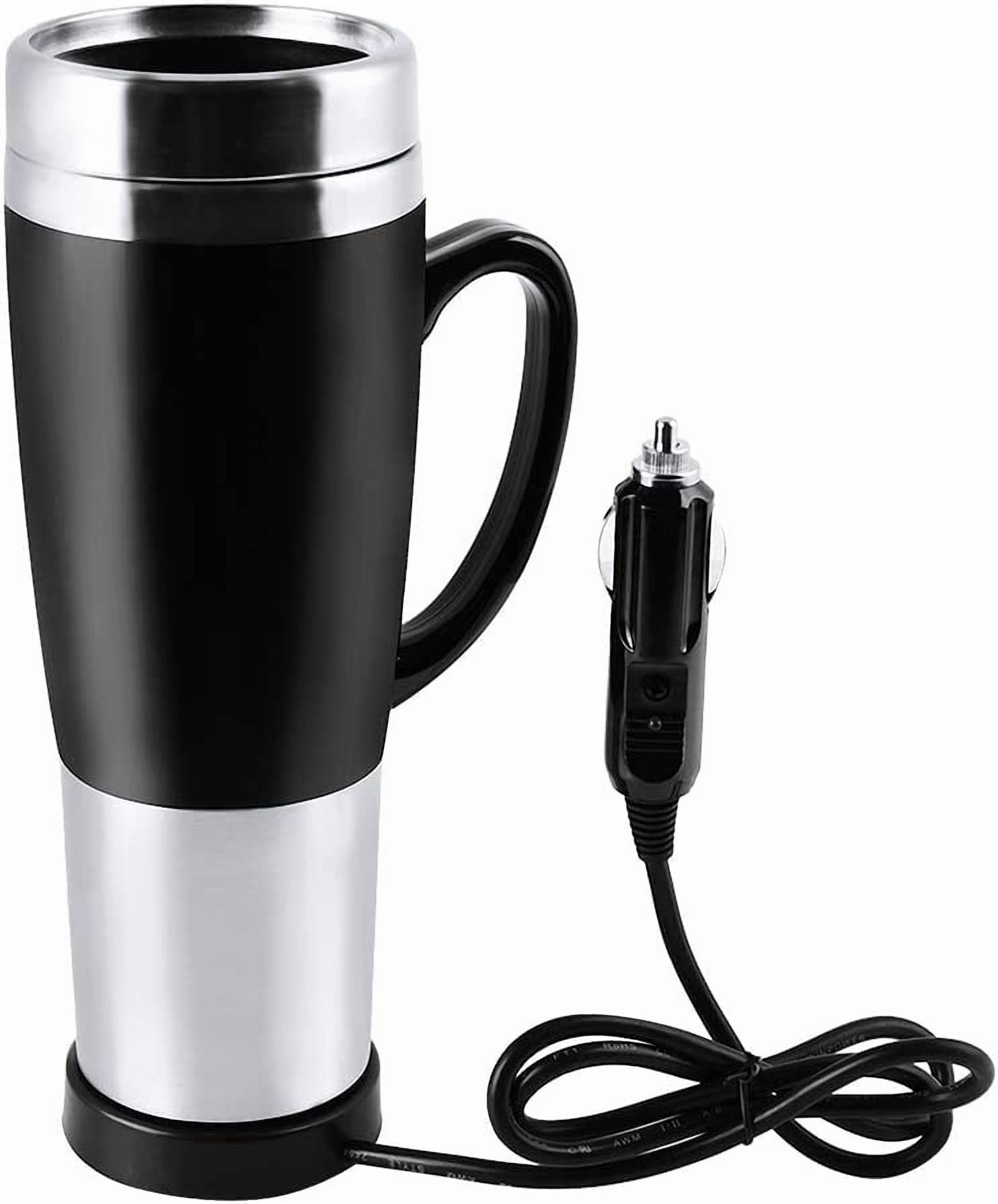 ABCISI 12V Car Kettle Boiler - 450ml Electric Water Insulated Car Mug - Travel Heating Cup Kettle - Car Heating Travel Cup for Hot Coffee/Milk/Tea(Black)