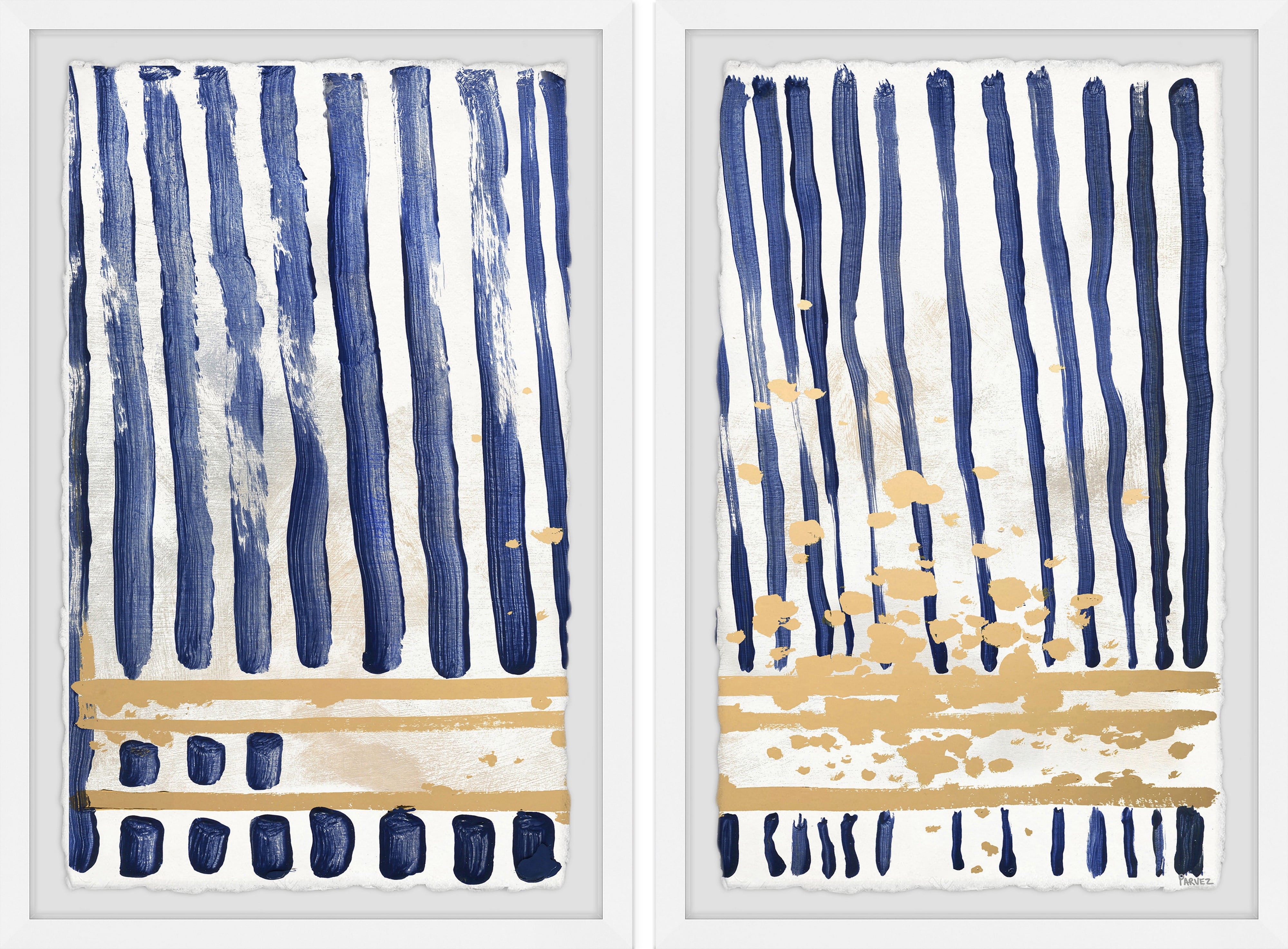 Blue Verticals Diptych
