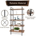 thumbnail image 4 of Dulce Domi 5 Shelf Metal Bookcase Sturdy 5 Tier Wood Shelf Max 33 lb, Black, 4 of 7