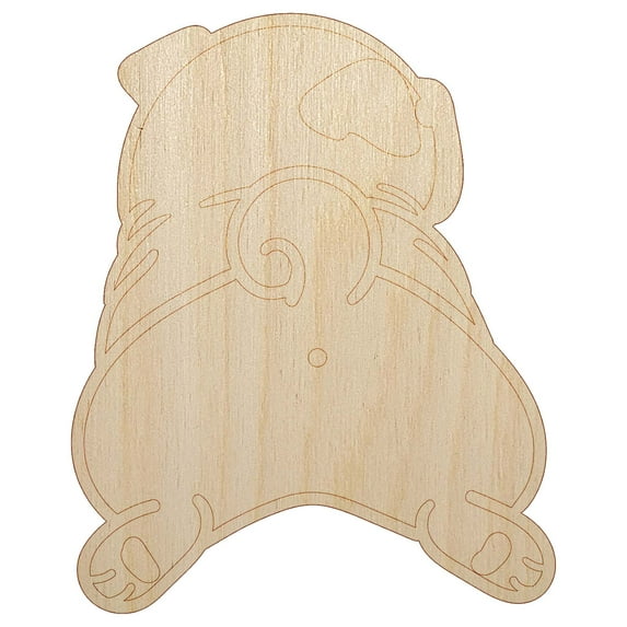 Pug from Behind Butt Dog Wood Shape Unfinished Piece Cutout Craft DIY Projects - 4.70 Inch Size - 1/4 Inch Thick