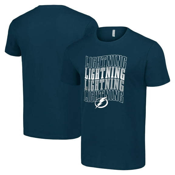 Men's Starter Navy Tampa Bay Lightning Four Team Name Logo T-Shirt