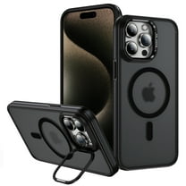 Translucent Magnetic Case for iPhone 16 with Kickstand, Compatible with Magsafe, Built-in Camera Stash Stand, Military Drop Protection Skin Feeling Phone Cover for iPhone 16, Black
