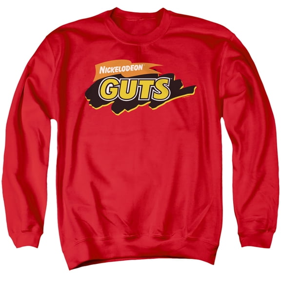Nickelodeon Brand Guts Logo Unisex Adult Crewneck Sweatshirt (Large) Red