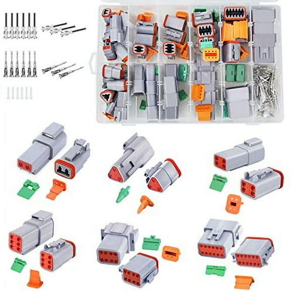 194 PcS Deutsch connector Kit 2 Pairs,2 3 4 6 8 12 Pin grey Waterproof Electrical connector with Stamped contacts and Seal Plugs for Truck, Off-Road Vehicles, Agriculture, Motorcycle Wiring