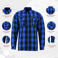 thumbnail image 4 of DS Daniel Smart Men's Durable Plaid Motorcycle Flannel Shirt, Long Sleeve, 4 of 9