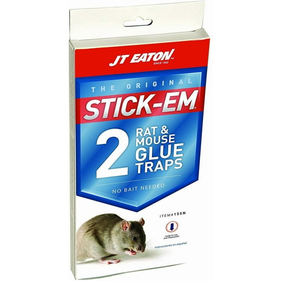 JT Eaton 155N Stick-Em Rat and Mouse Size Glue Trap, 2-Pack