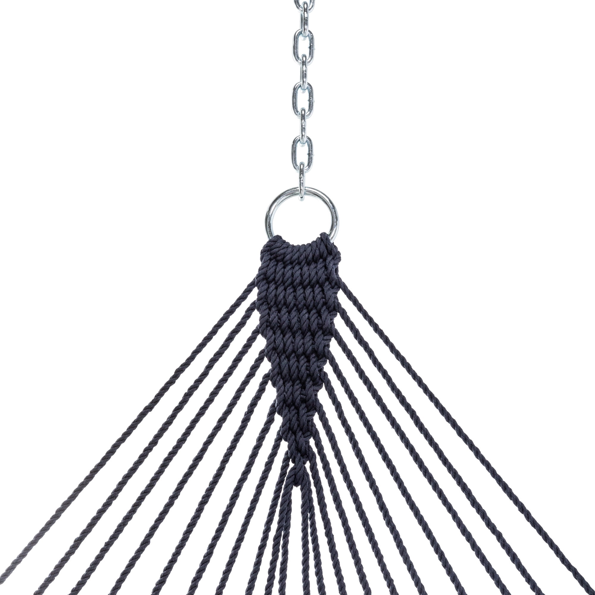 Castaway Living 13 ft. Double Navy Polyester Rope Hammock with Free Extension Chains ,Tree Hooks