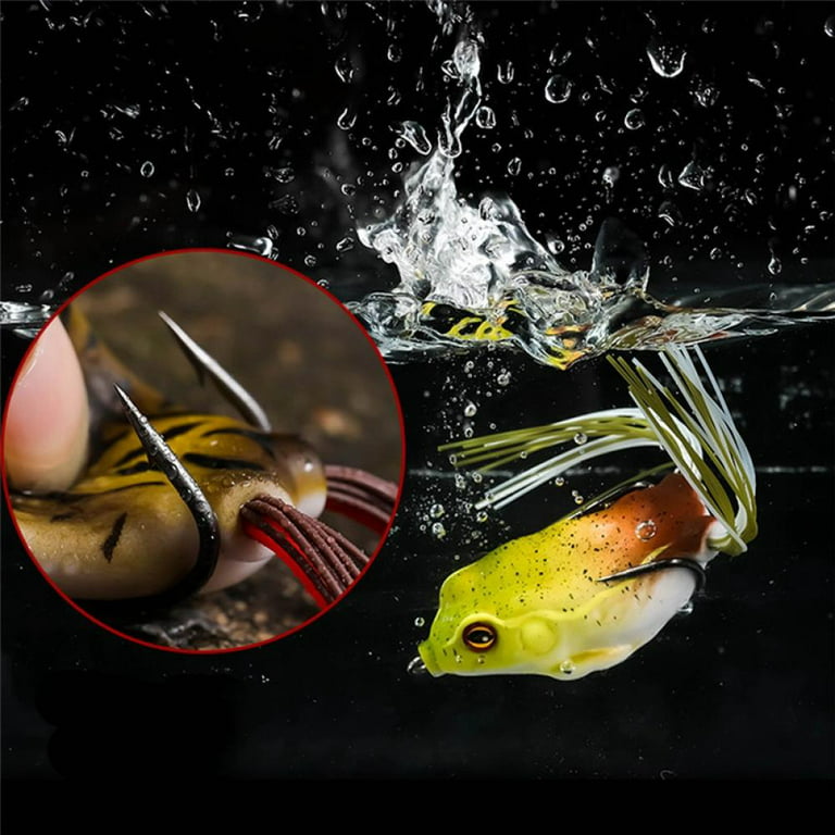 Frog Topwater Fishing Crankbait Lures Double Sharp Hooks Soft Bait for Bass  Salmon Freshwater Saltwater Fishing 1Pcs 55mm 12g Top Water Ray Frog Shape