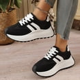 thumbnail image 2 of Rokment Women's Vintage Platform Chunky Low Top Fashion Sneakers Fall Winter Retro Casual Color Block Patchwork Height Increasing Skateboard Tennis Walking Shoes Comfortable Black Size 6, 2 of 6