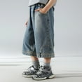 thumbnail image 7 of LUOGENLI Boys Jeans Size 16 Black Boys Summer Baggy Elastic Waisted Denim Cargo Shorts 3 13 Years Old Boys Jeans Size 6-7 Blue 3-4 Years, 7 of 7