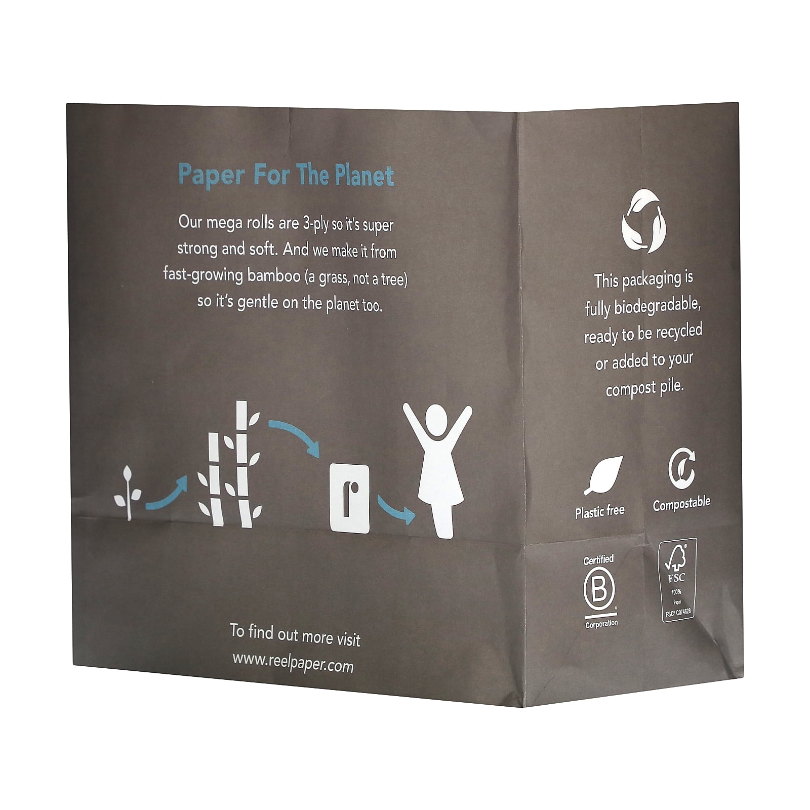 Reel Premium Tree-Free Toilet Paper, 4 Mega Rolls