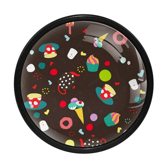 4 Pcs Sweets Knobs for Kitchen Cabinet Cupboard Dresser Bookcase Drawer Pulls Handles Round Home Decor