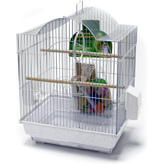 Penn-Plax Small Bird Starter Kit with Birdcage and Accessories – White