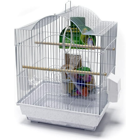 Penn-Plax Small Bird Starter Kit with Birdcage and Accessories – White