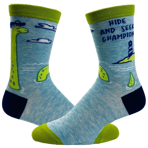Women's Hide and Seek Champion Socks Funny Loch Ness Monster Novelty Graphic Footwear