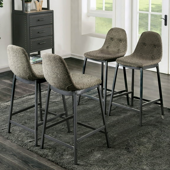 Brno Tufted Fabric Counter Height Chairs, Set of 4, Gray