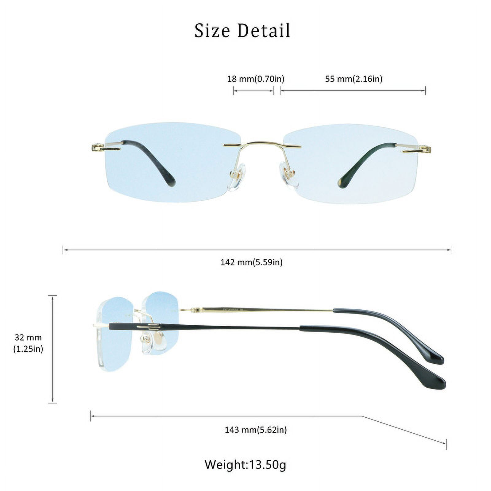 LifeArt Pure Titanium Frame Glasses/Blue Light Blocking Reading Glasses, Reduce Eyestrain, Stylish for Men and Women(Gold,+2.00 Magnification)